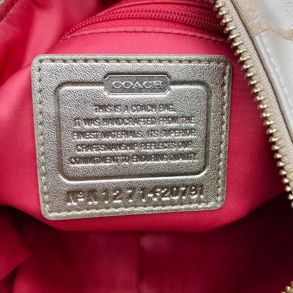 Coach Beige Jacquard Daisy Poppy Hobo Crossbody Bag F20781 - Picture 11 of 12